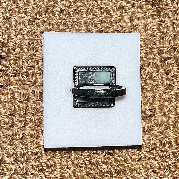 Adornia Fine Jewelry Sterling Silver Princess Cut Quarts & Diamond Halo Ring - Picture 4 of 5